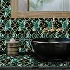KAIRNE Green Gilding Mosaic Wall Tiles Transfer Marble Stickers for Bathroom Decor, Kitchen Stick on Tiles Decal,Stairs Table Sticker, 15cm6
