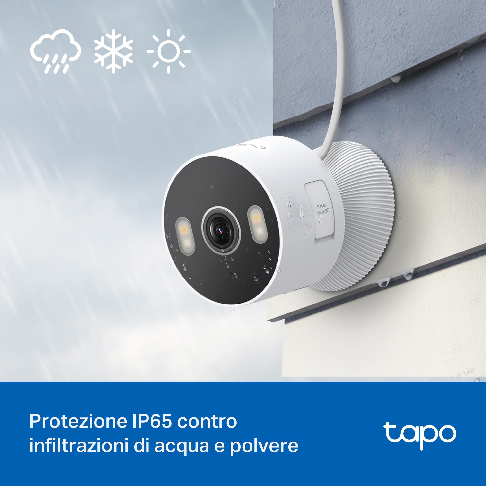 Tapo C113 Telecamera WiFi Esterno 2K 3MP, IP65, Visione Notturna a Colori con Spotlight, Rilevamento Smart AI, Audio Bidirezionale, Allarme Sonoro e Luminoso, Compatibile con Alexa