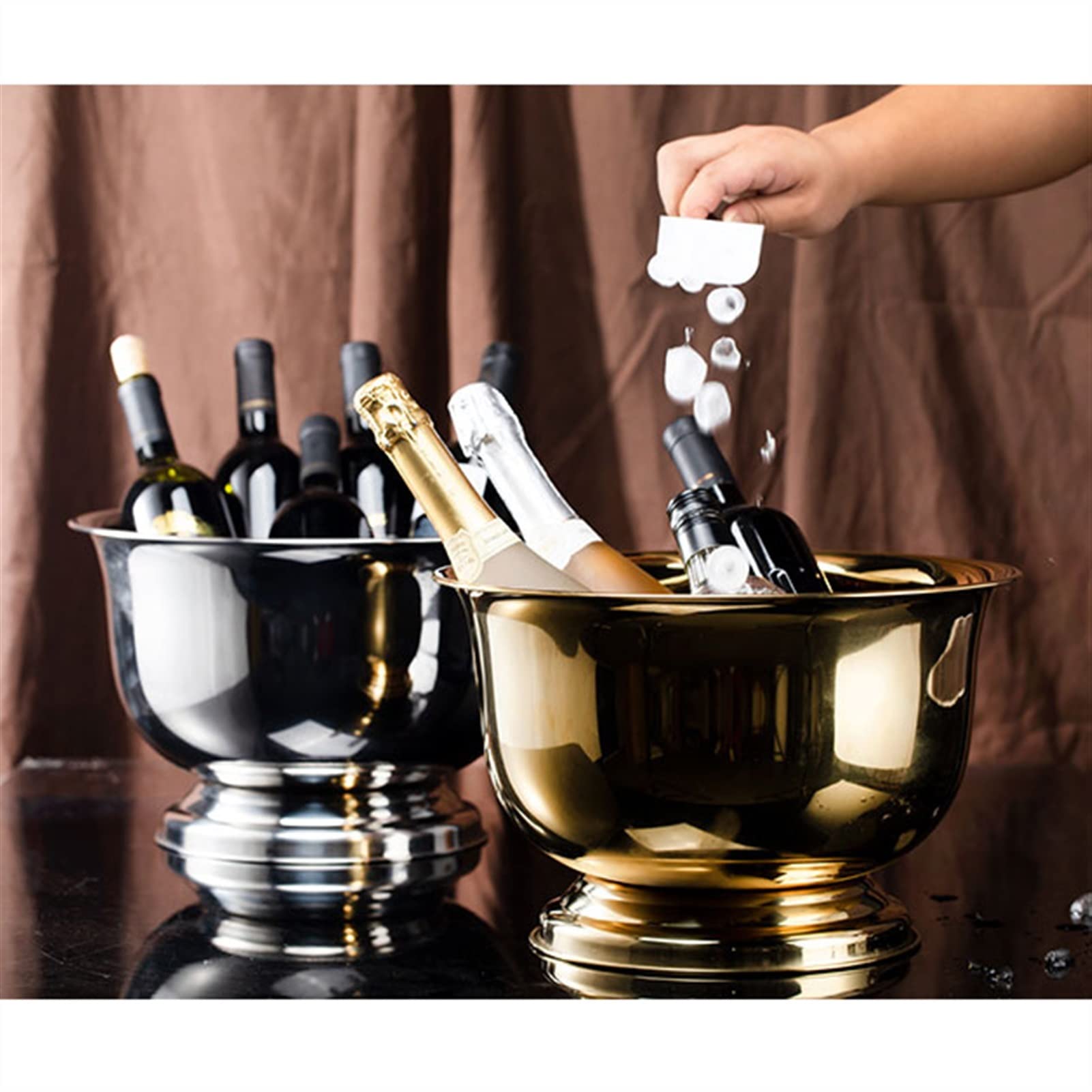 Secchielli per Il Ghiaccio Secchiello per Il Ghiaccio Secchiello per Vino e Ghiaccio in Acciaio Inossidabile Secchiello per Champagne da Esterno per Bar di casa, Kit di secchielli