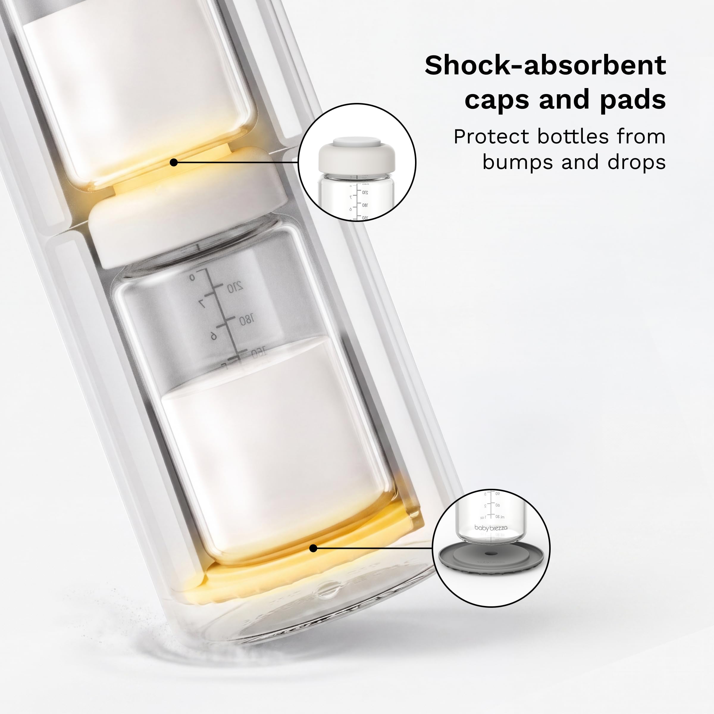 Baby Brezza Rafraîchisseur de lait maternel portable en verre, grande capacité, blanc