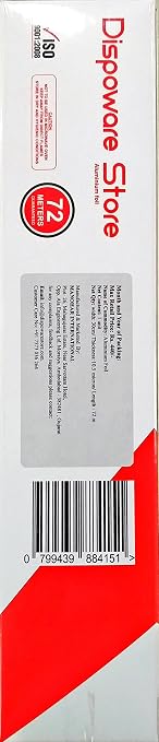 72 meter Aluminium foil This product is used for food packing for caterers, restaurants and household kitchen. Material used is food grade aluminium foil (0799439884151)