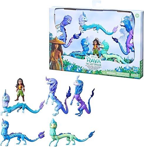 Miniatura 4 de Disney Princess Paquete familiar Raya and The Last Dragon Sisu, incluye 5 juguetes de dragón y muñeca Raya, juguetes para niños de 3 años en adelante