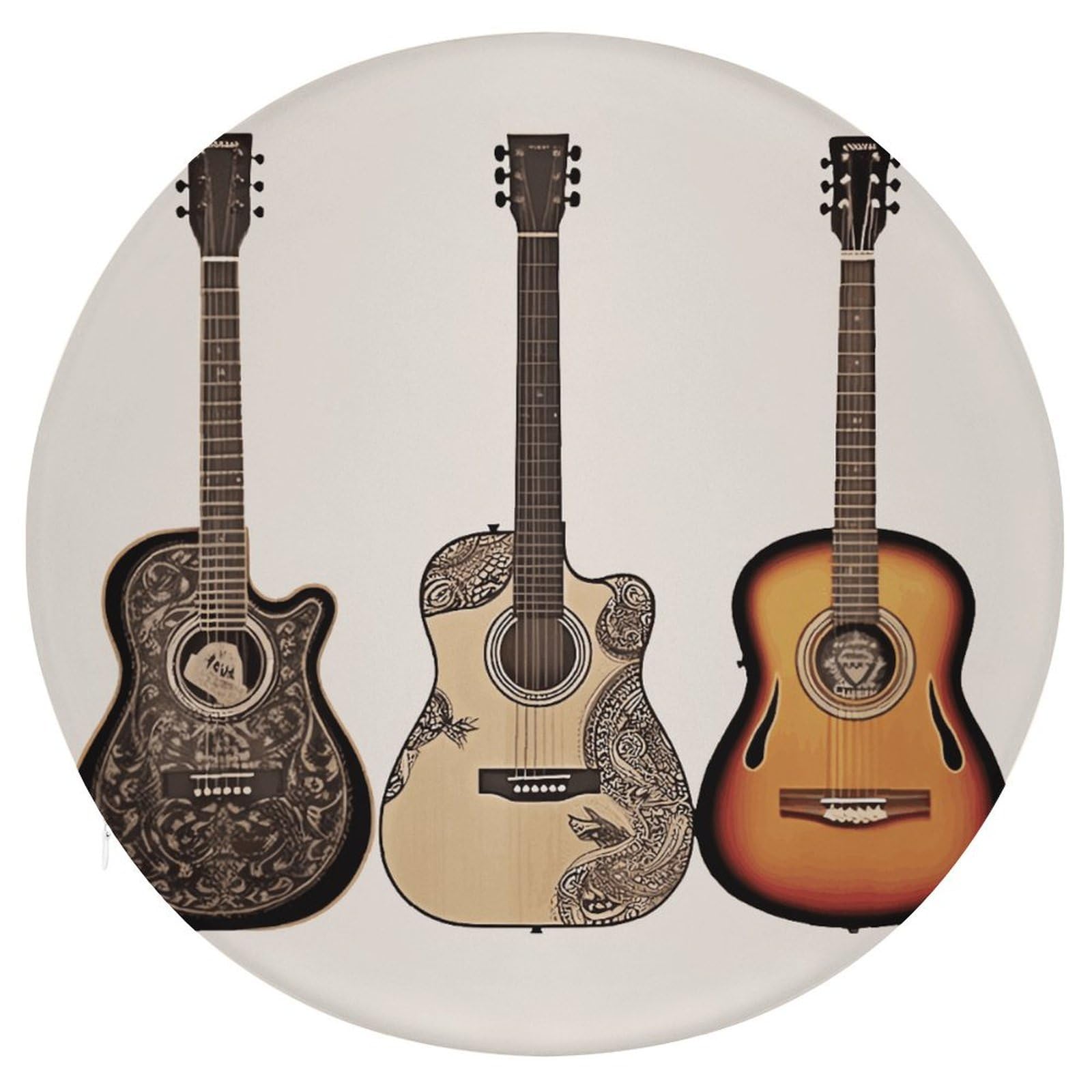 FekiLoot Guitar Seat Cushion Comfort Memory Foam Seat Cushion Chair Pad Soft Round Stool Cushion Chair Cushion Removable Washable Cover for Home Office Outdoor Bistro 15.35 Inch