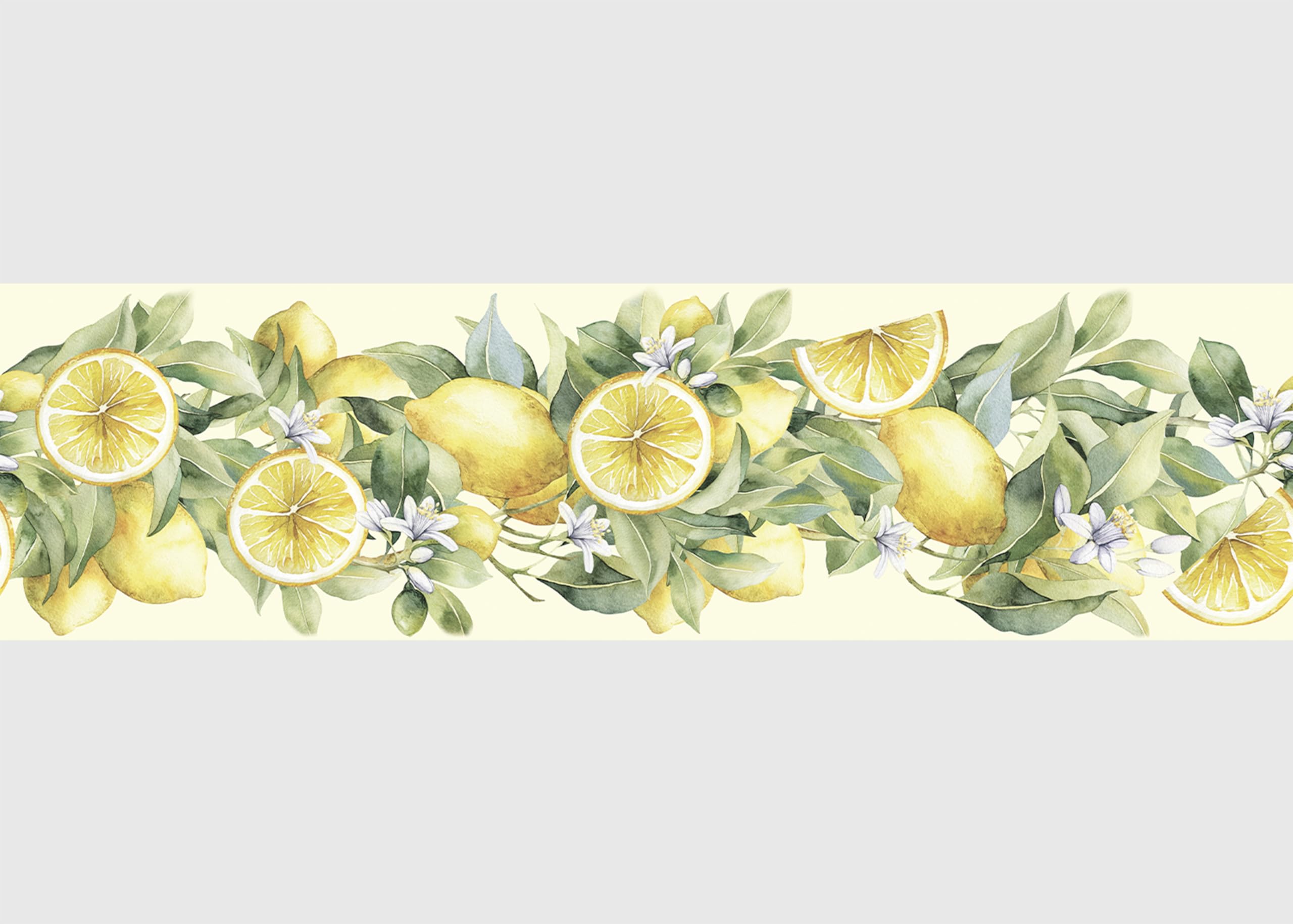 AG Design AWB 8448 Self-Adhesive Border, Light Lemons, Waterproof Decoration for Walls, Furniture, Wallpaper, Wall Coverings and Doors, Film, Width 500 cm x Height 13.8 cm