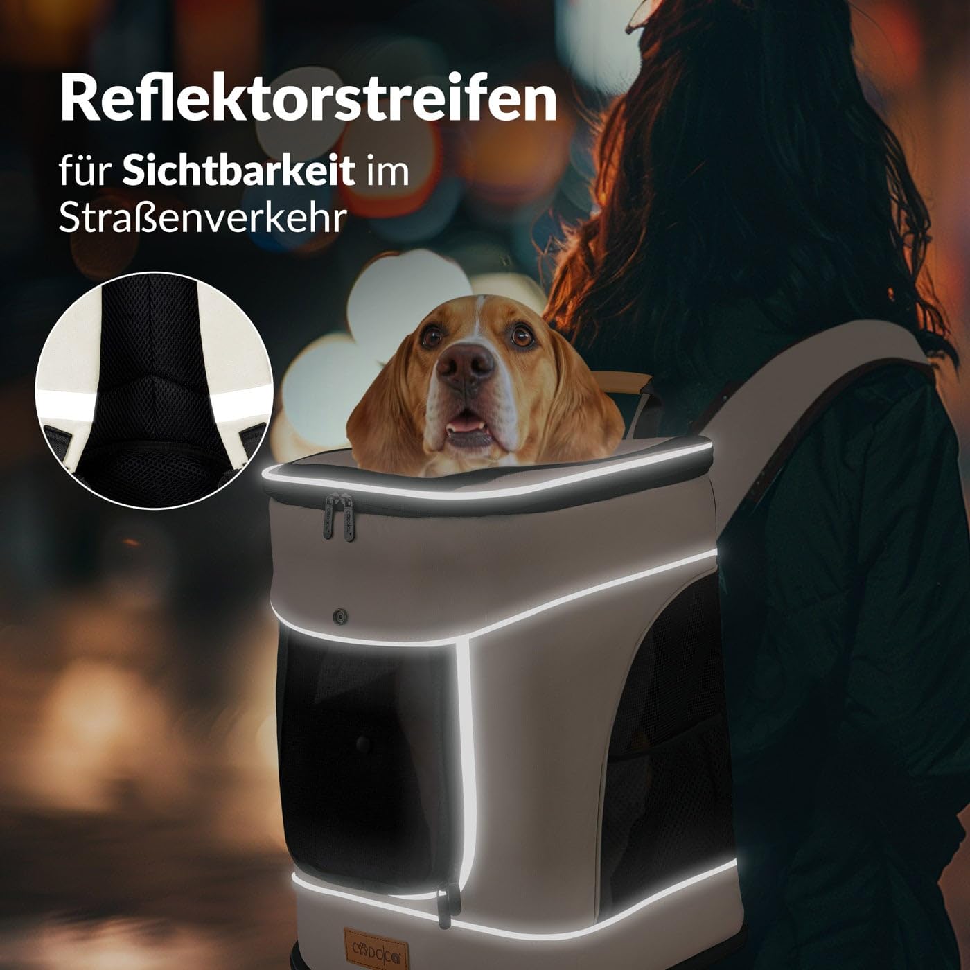 Cadoca Zaino per Animali Domestici fino a 12kg Comfort Cinte Regolabili Box Trasporto Cani e Gatti