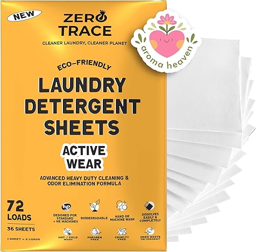 Miniatura 9 de Zero Trace Sábanas de detergente para ropa (72 cargas, 36 hojas) sin plástico, ecológicas, seguras para pieles sensibles (uso activo)