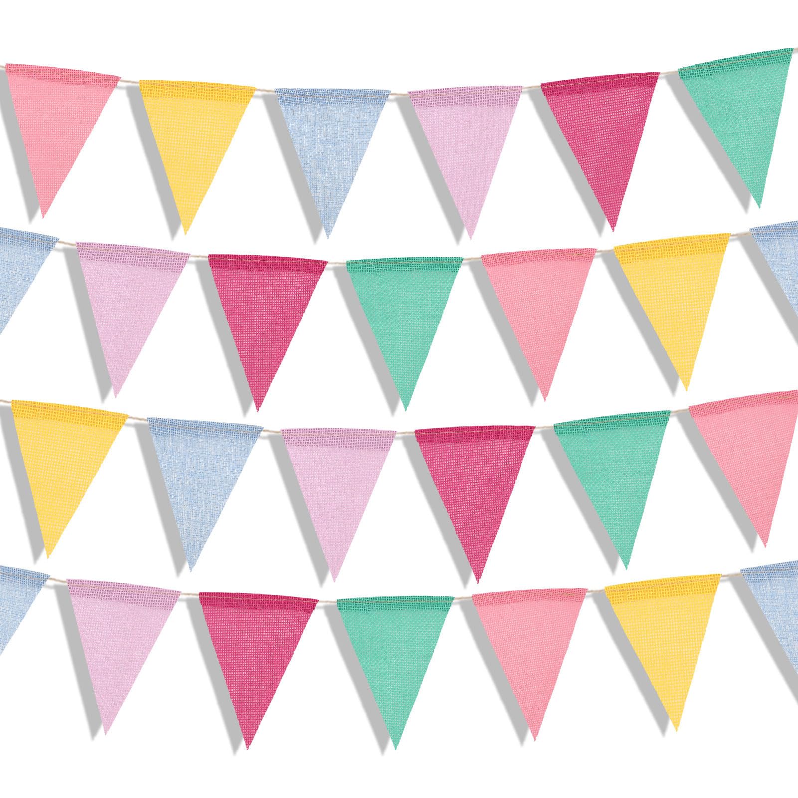 4 paquetes de banderines multicolor de arpillera, triángulo, guirnalda de cumpleaños, para colgar en la pared, puerta, banderas para decoración de fondo de fiesta de graduación