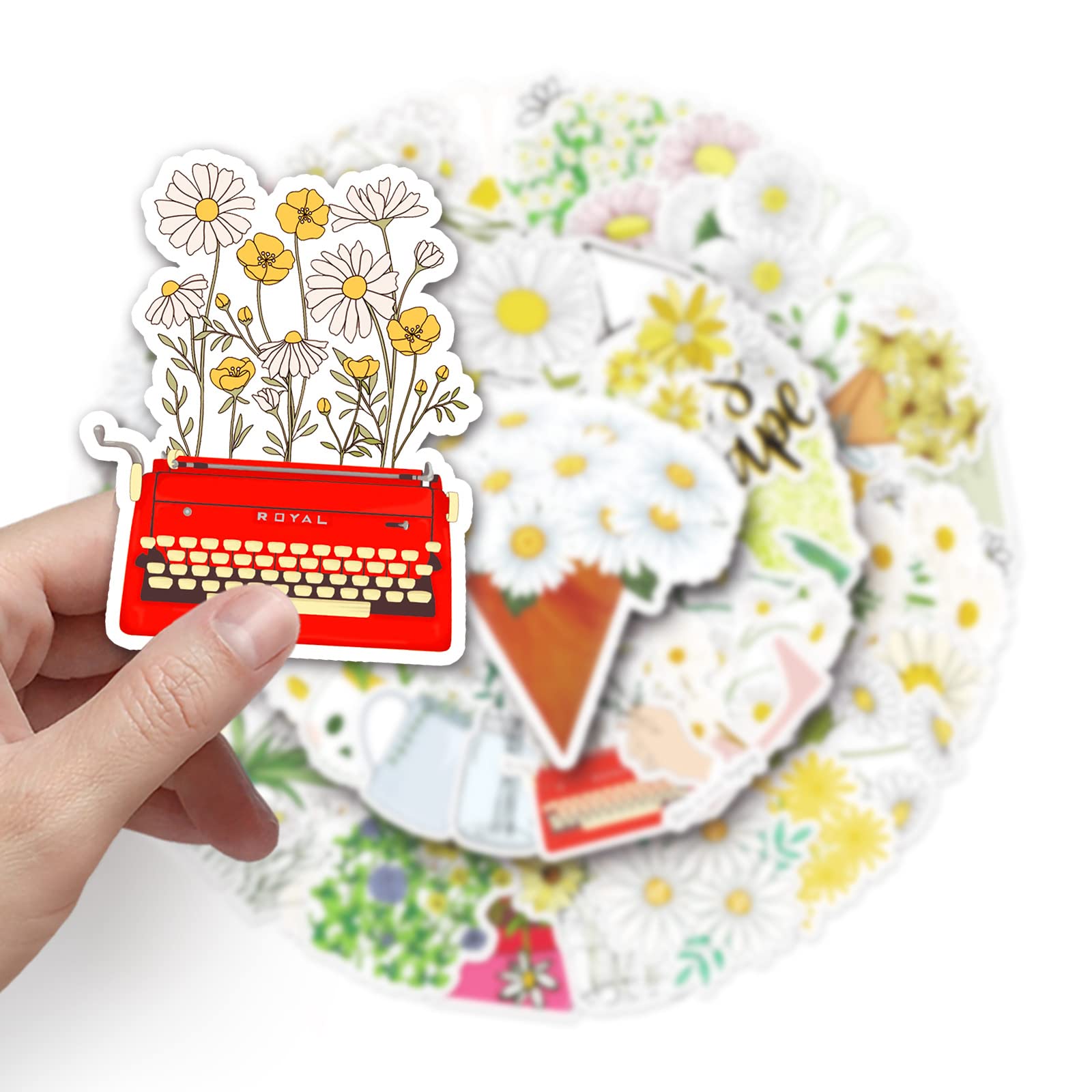 50 PCS Daisy Stickers for Teens Boys Girls Kids Adults Gift,Cute Flower Waterproof Decals for Water Bottle Laptop Skateboard Luggage Bicycle Helmet Refrigerator Guitar Phone Scrapbook - Image 4
