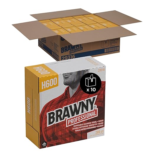 Georgia-Pacific 29316 GP PRO Brawny Professional H600 Disposable Cleaning Towel, White 10 x (Pack of 200)