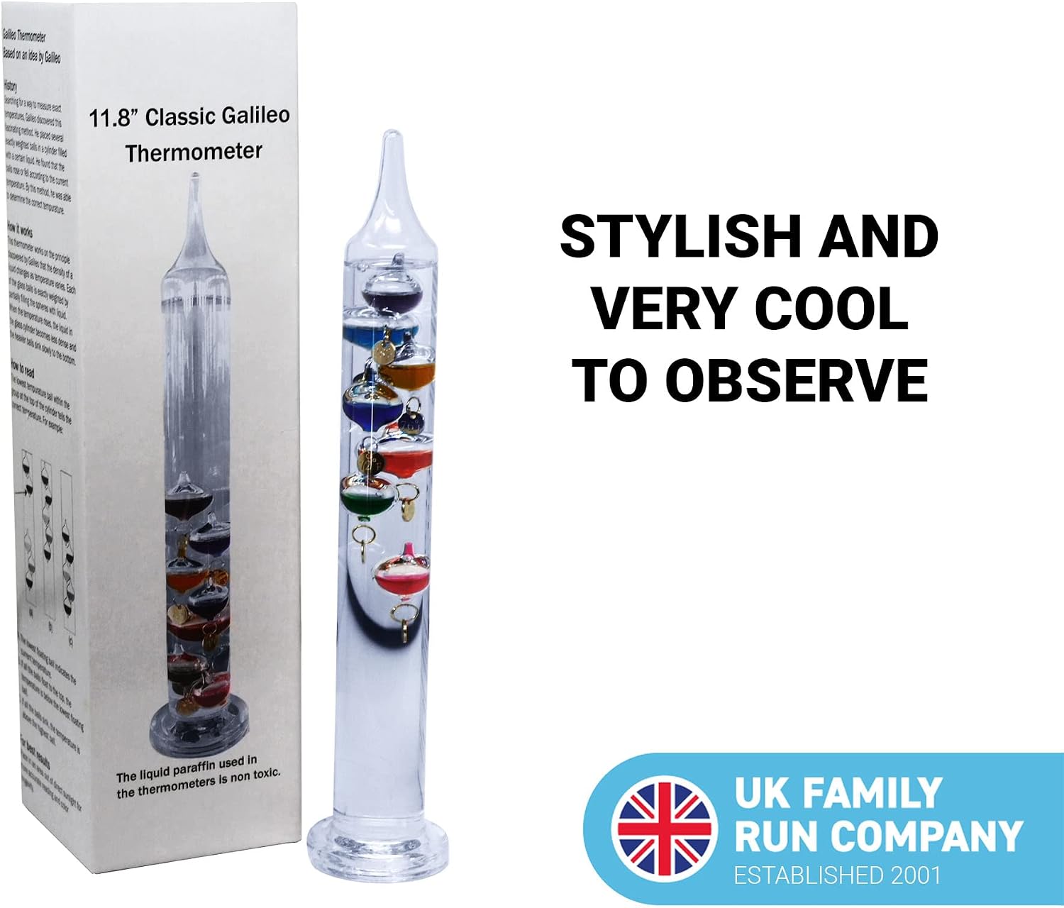 Thorness 30cm Tall Free Standing Galileo Thermometer