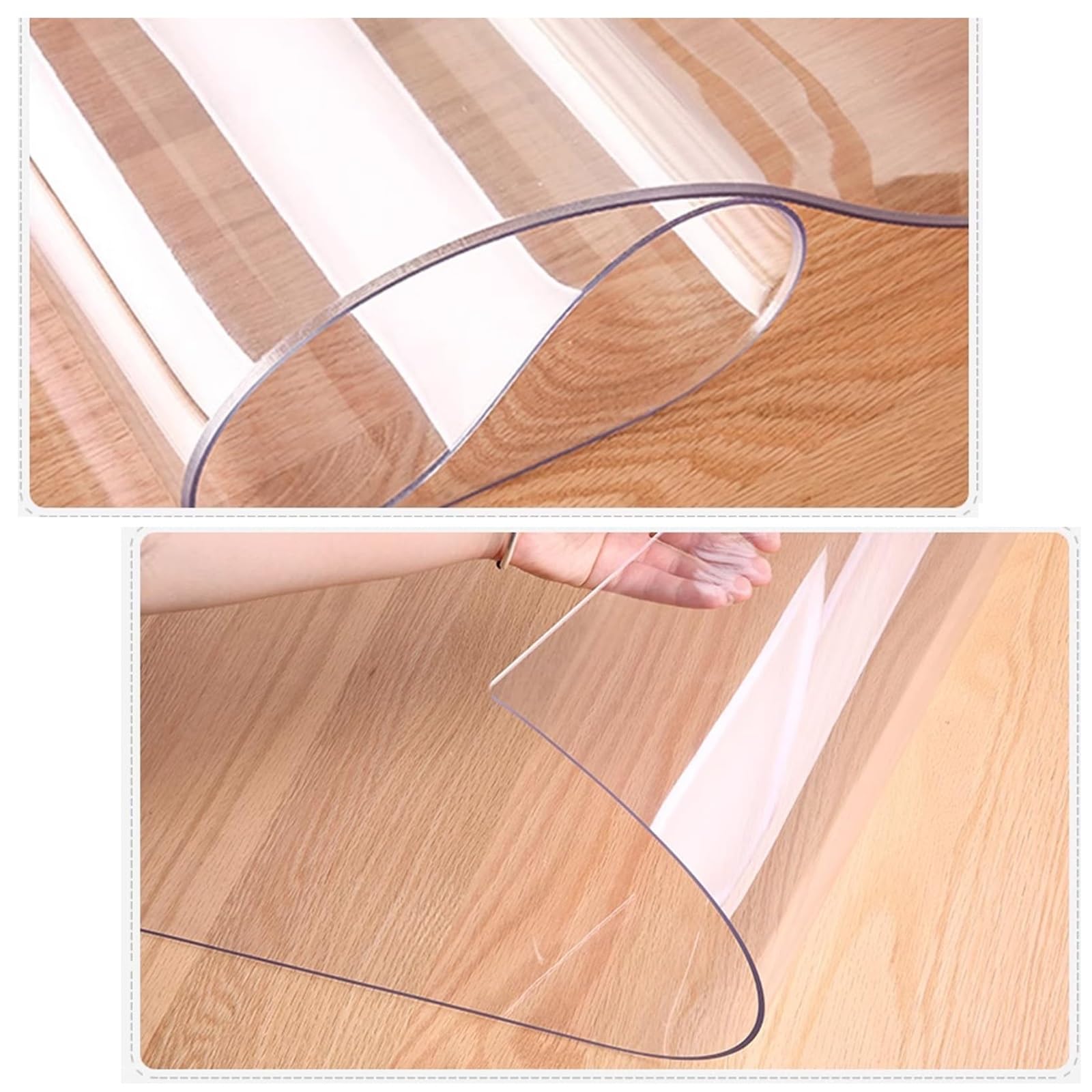 Transparenter PVC-Tischplattenschutz, 1,5 mm dick, wasserdicht, Tischdecke für Schreibtisch oder Esstisch, abwischbar und öldicht, 120 x 160 cm, transparente Tischabdeckfolie