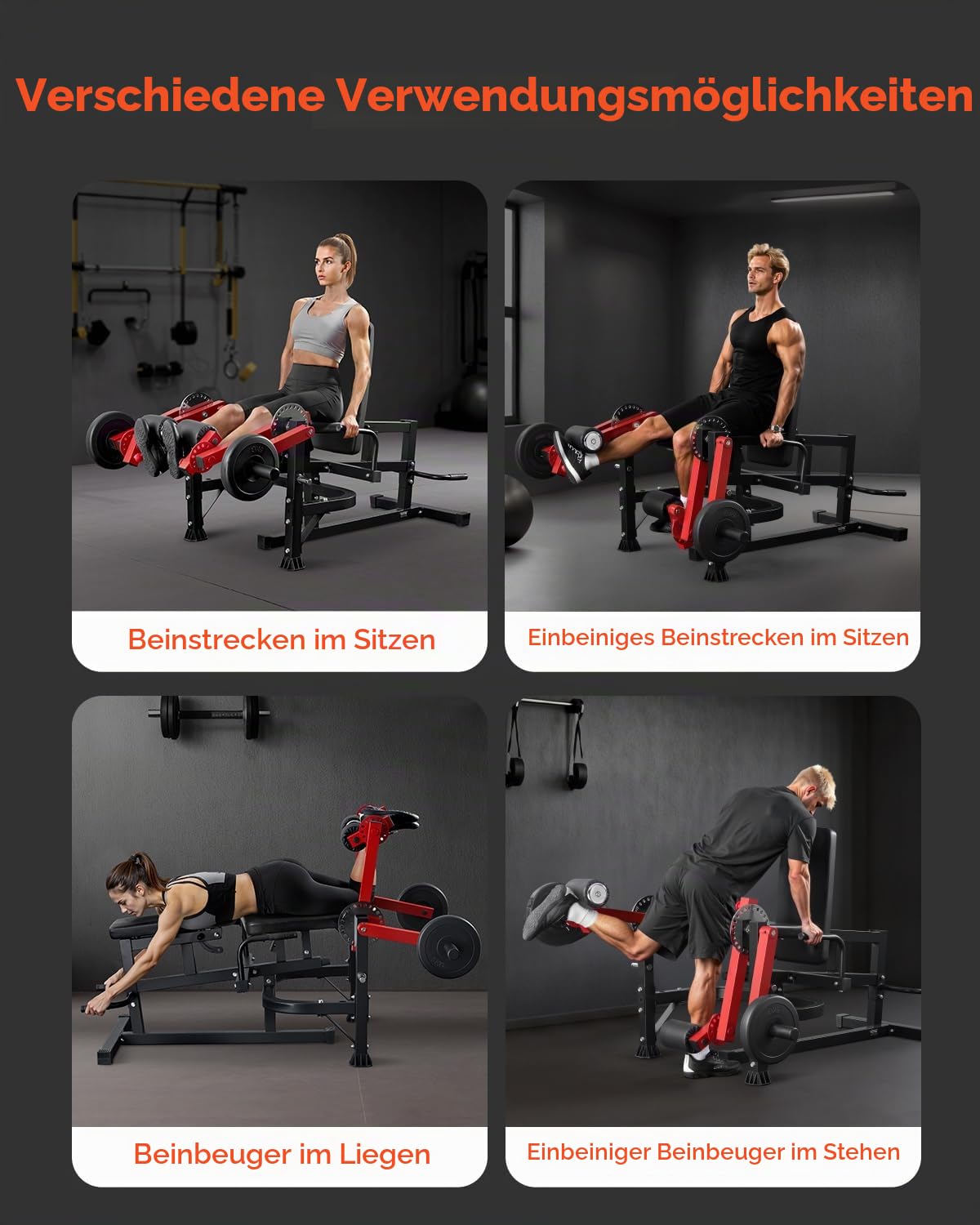 VEVOR Beinstrecker und Curl-Maschine, sitzende Bein-Drehstrecker für die Oberschenkel, verstellbares Gerät für Spezialübungen des Unterkörpers, Heim-Fitnessstudio Trainingsbank (317 kg belastbar)