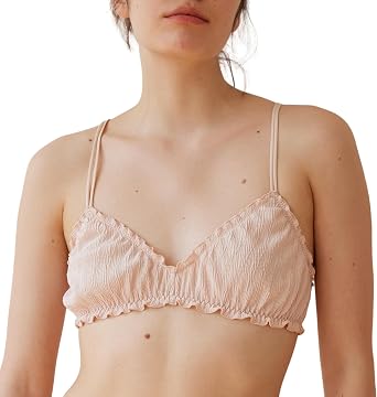 Womens Wireless Bralette, Wavy Triangle Bra Comfort Padded for A-BCup