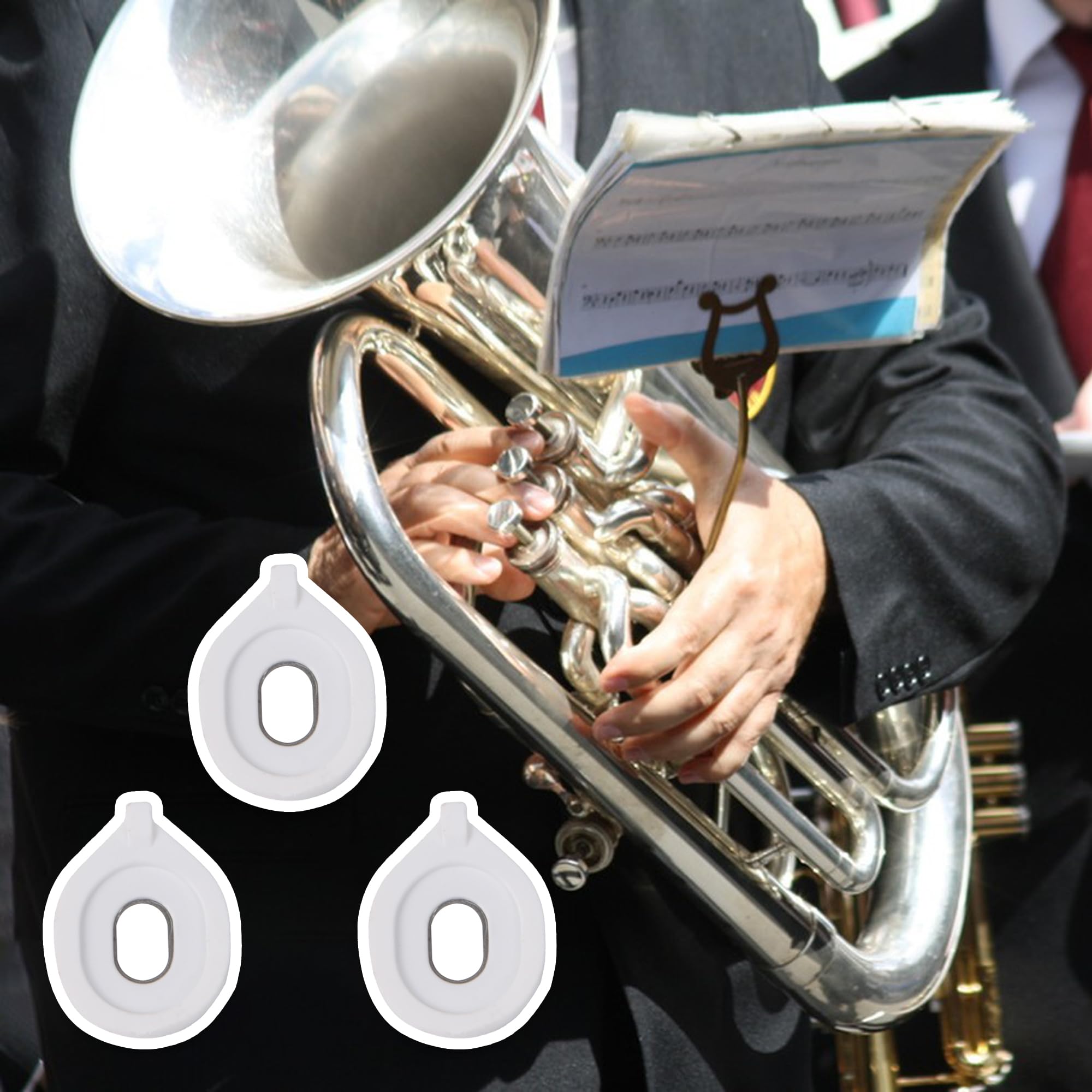 Lovermusic 21.5x17mm Plastic Metal Euphonium Valve Guide Brass Instrument Replacement Part Pack of 3 - Image 7