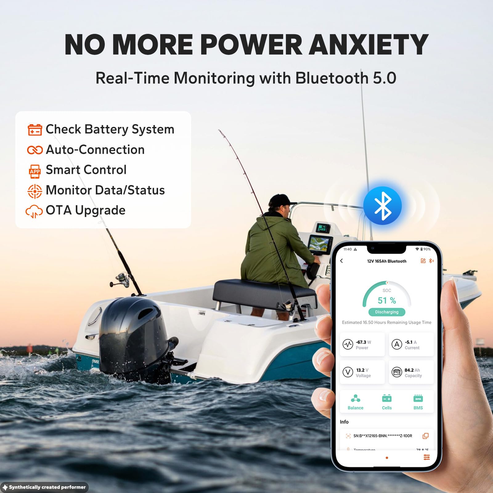 LiTime Batteria Litio 12V 165Ah LiFePO4 con Avviamento per Barche (3 pezzi) | Autoriscaldamento, Bluetooth, 1200 CCA, Max 15000 Cicli, Energia 2112Wh, IP65, Max 4P4S, per Motore Elettrico Barca, Camper