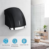 Vista 3 de LUXICE Secador de manos para baño en casa comercial - Secadores de manos de aire automáticos eléctricos, LX-1003 Negro