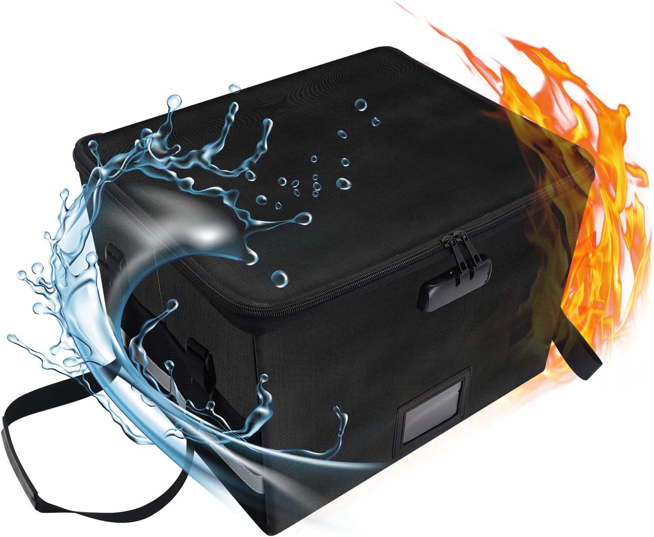 Upgraded 5200°F File Box with Lock, 6 Layers of Functional Materials of Fireproof Document File Organizer Box with Water-Resistant Zipper & Adjustable Handle