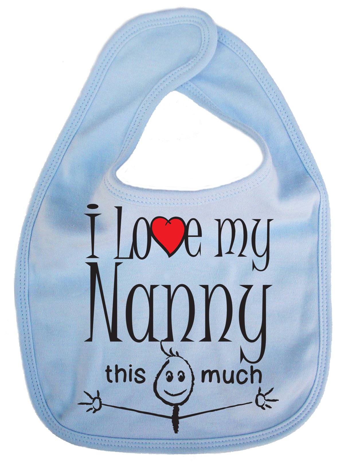 Image is Everything IiE, I Love My Nanny This Much, Grandson Granddaughter Baby Unisex Soft Cotton Feeding Bib, Sky Blue — image 1