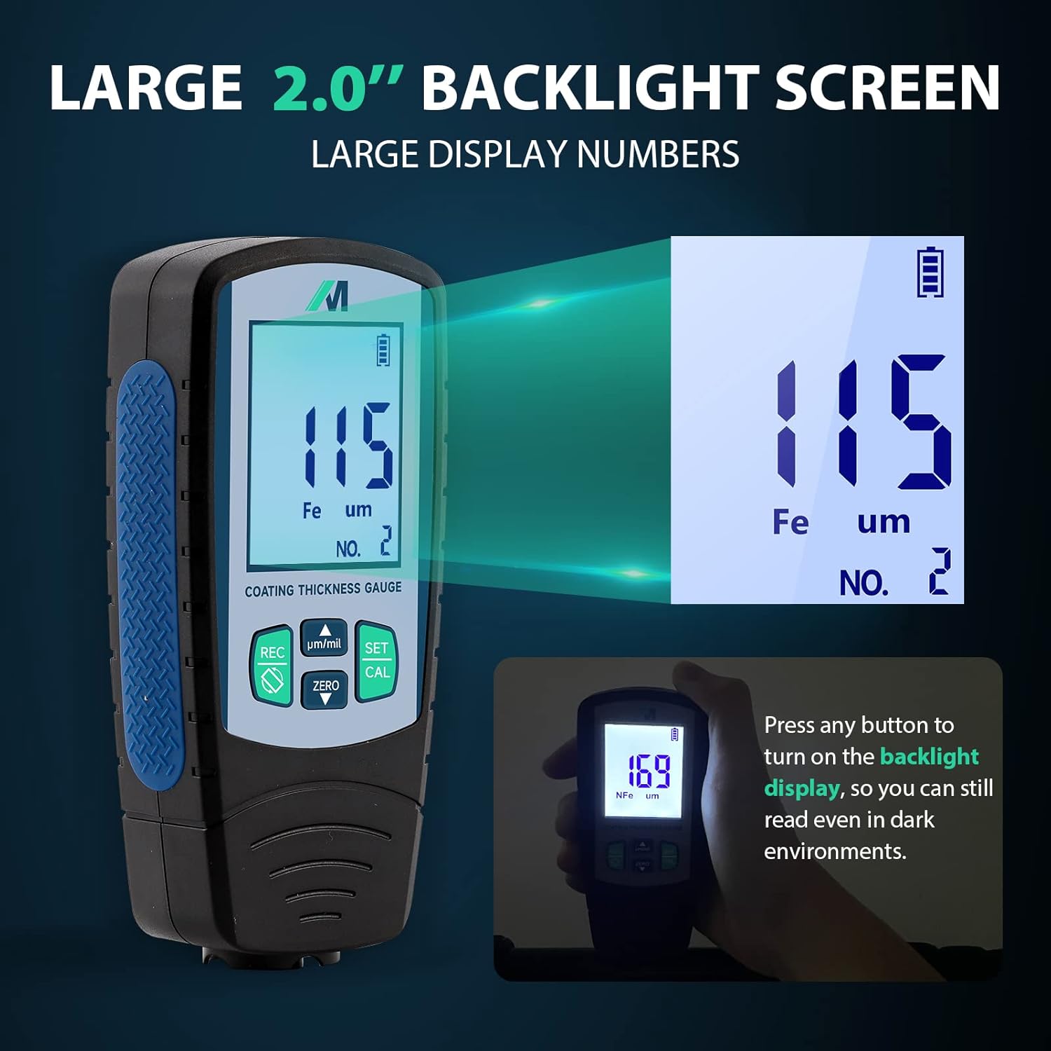 Paint Thickness Gauge Coating Thickness Gauge Paint Depth Gauge for Cars Automotive Used Car Buyers, Paint Meter with Automatic Fe/NFe, μm/Mils Unit, Range 0~1700μm
