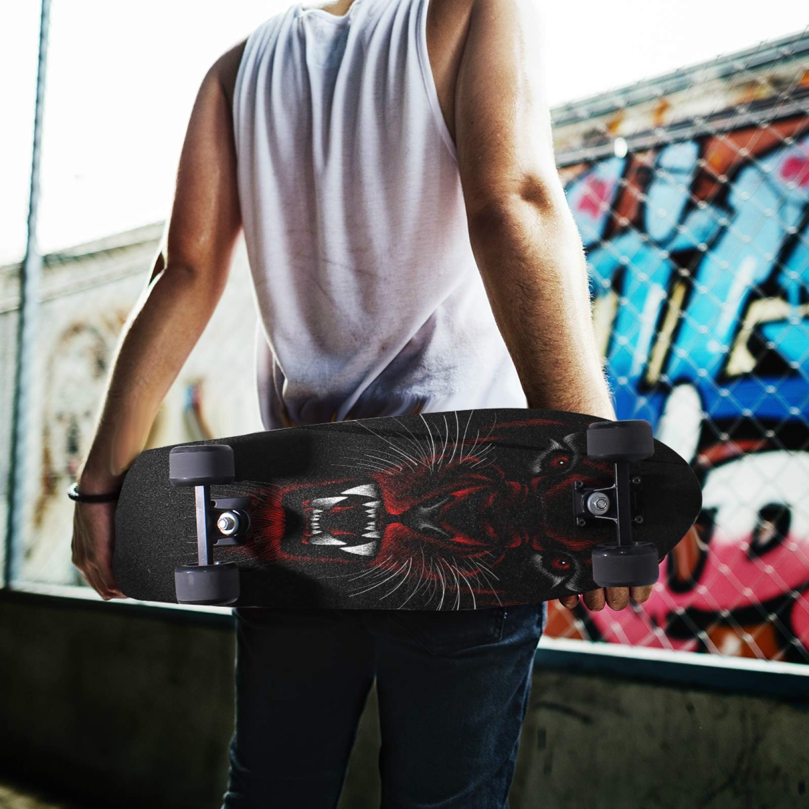 Jaune Beau Tigre Grip de Skateboard Bande Grip Antidérapante,Auto-adhésif Griptape de Longboard,sans Bulles,Peut êTre Coupé(84 * 23cm 1pcs