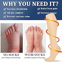 Vista 84 de Calcetines de compresión y circulación para mujer y hombre (3 pares), para enfermería, correr, viajar, calcetines hasta la rodilla