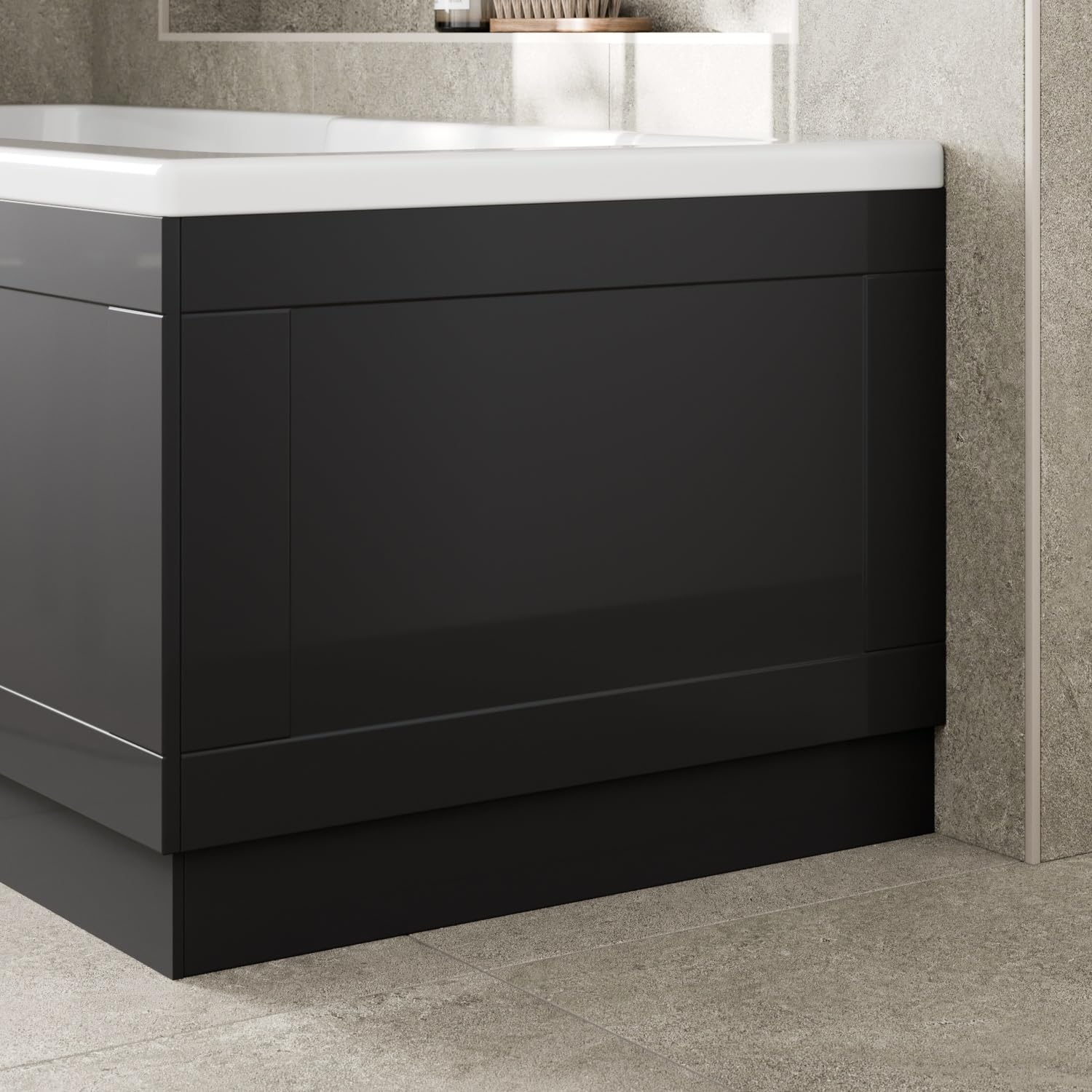 Affine Black Gloss Affine® Traditional 700 End Panel Mdf Bath Panel 15Mm, Wooden Panels For Bathroom Baths Soaking Tubs, Adjustable Plinth, Easy To Cut,