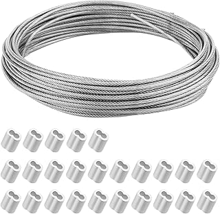 Cable de alambre de acero inoxidable 316 de 50 m, 2 mm, cable largo para aviones con 25 piezas de aluminio engarzado man...