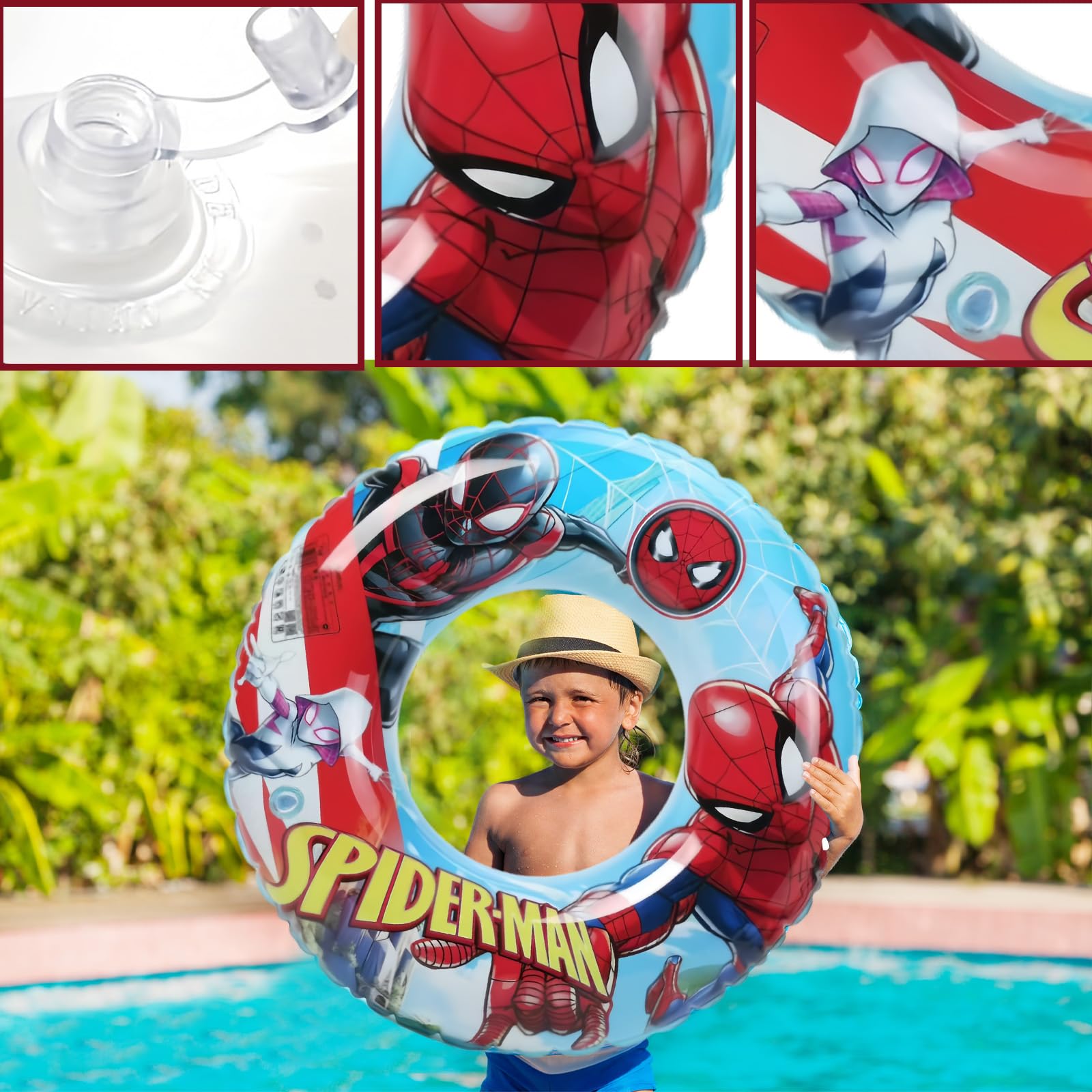 Spider Rubber Rings for Kids Superhero Swimming Ring 3-10 Years,PVC Cartoon Inflatable Pool Rings - Image 3