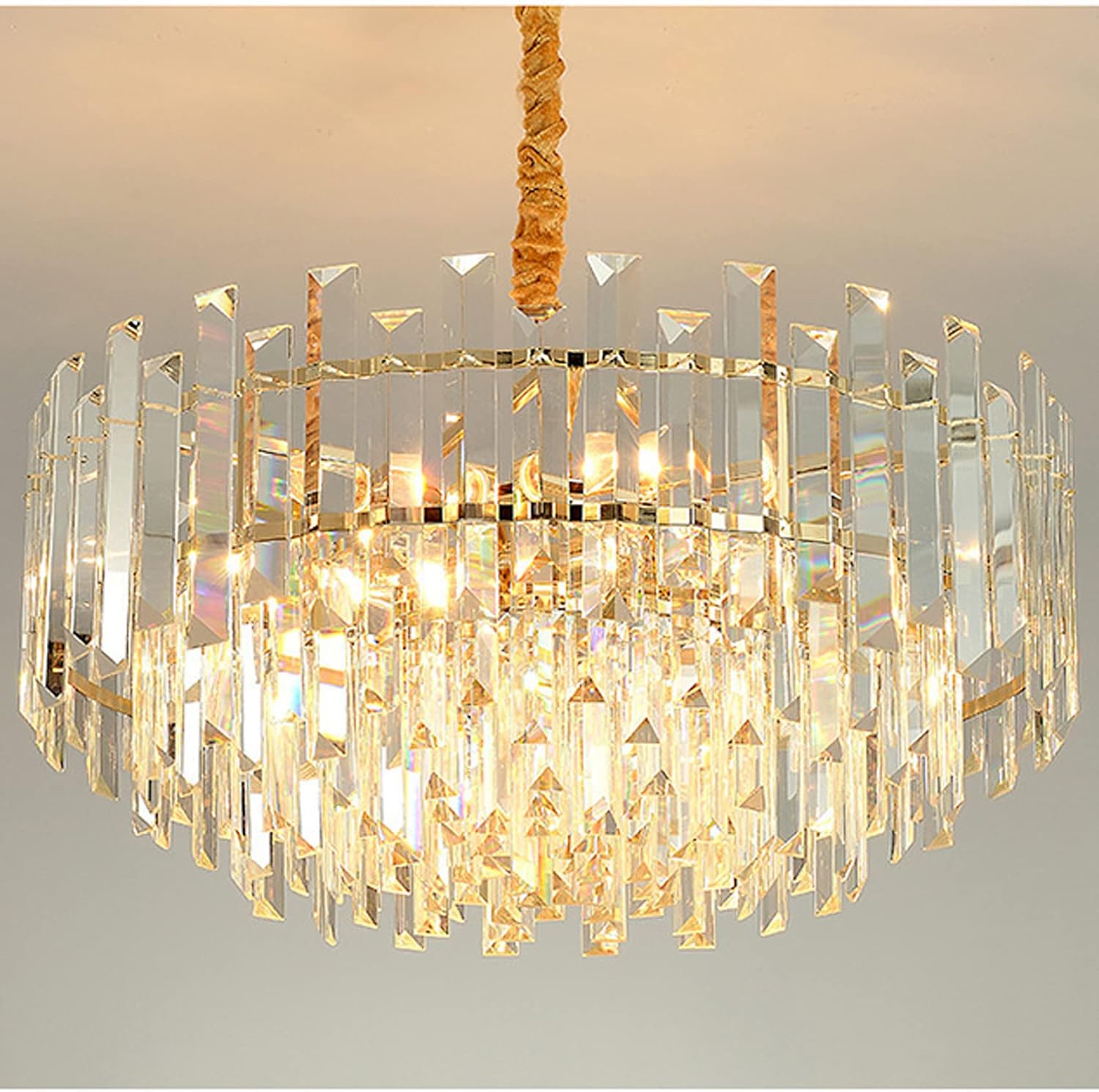 AHEYLITY Gold Chandelier Crystal Modern Chandeliers Lighting Pendant
