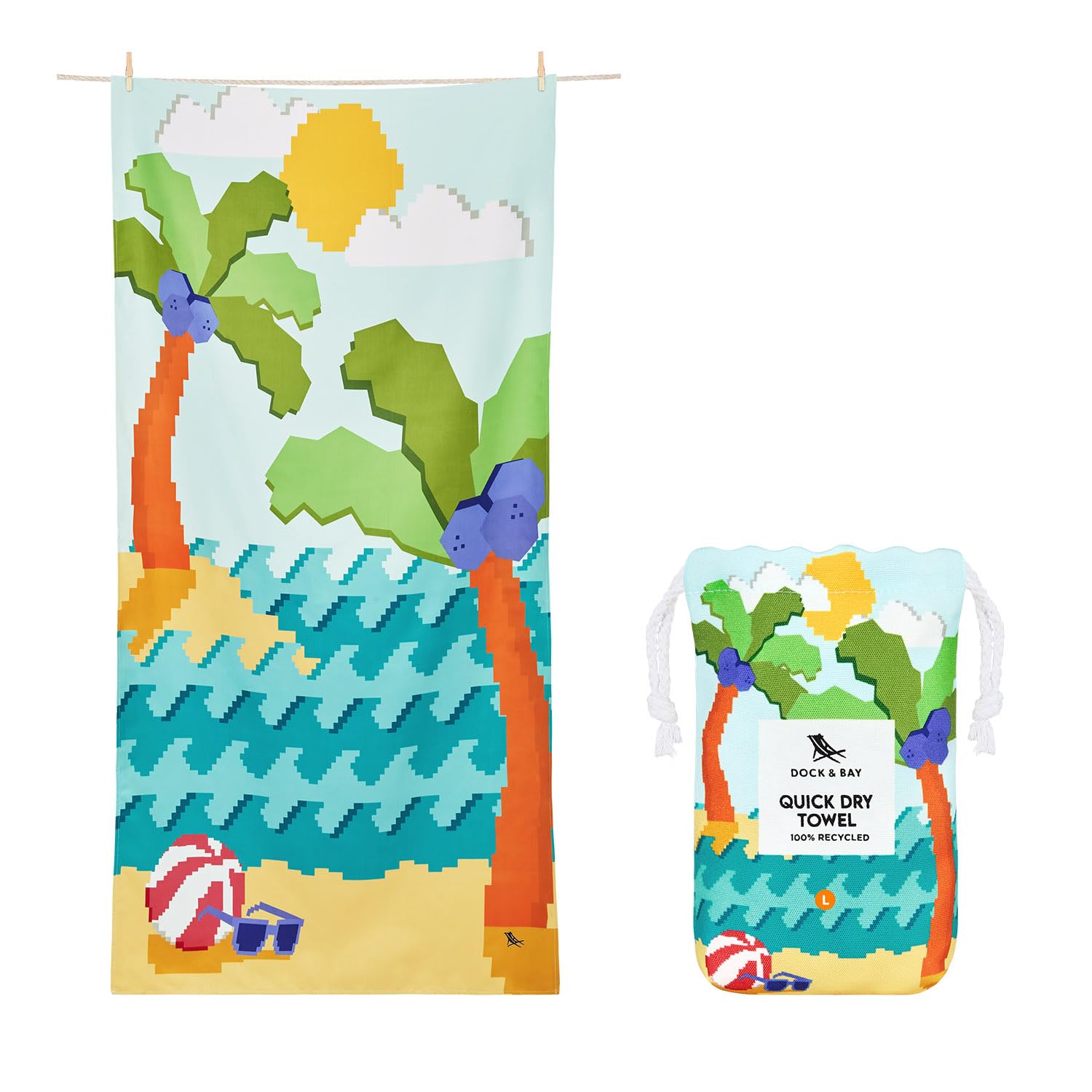 Dock & Bay Strandhandtuch - Schnell trocknende Mikrofaser, ohne Sand - Kompakt, Leicht - 100% recycelt - Inklusive Beutel - Build-A-Beach, Medium (130x70cm, 51x28)