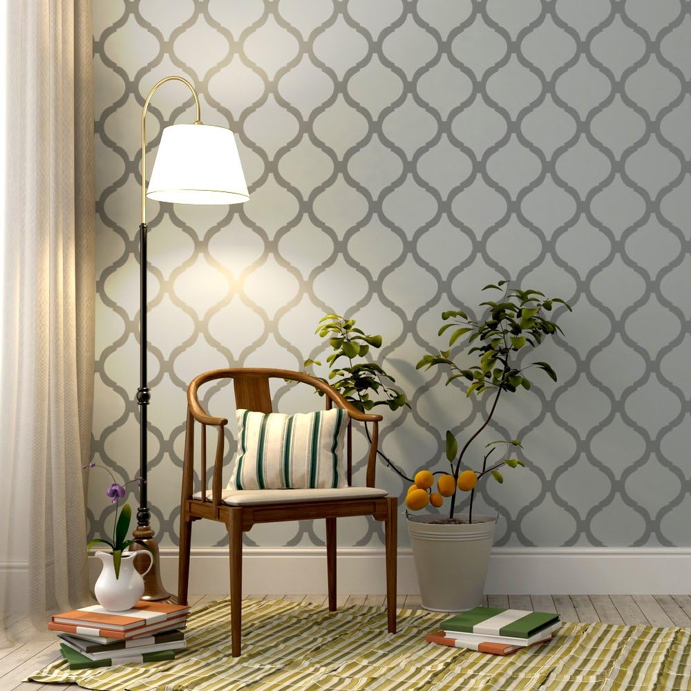 Wall Allover Stencil Savannah Trellis -Set(2 Sheets)- Reusable Stencils for DIY Wall Decor