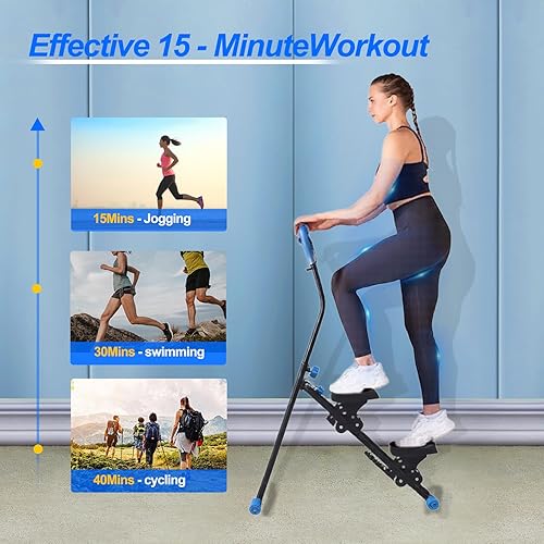 Miniatura 3 de Máquina paso a paso con asas ajustables, máquina de ejercicio paso a paso compacta con pantalla LCD para entrenamiento cardiovascular en casa