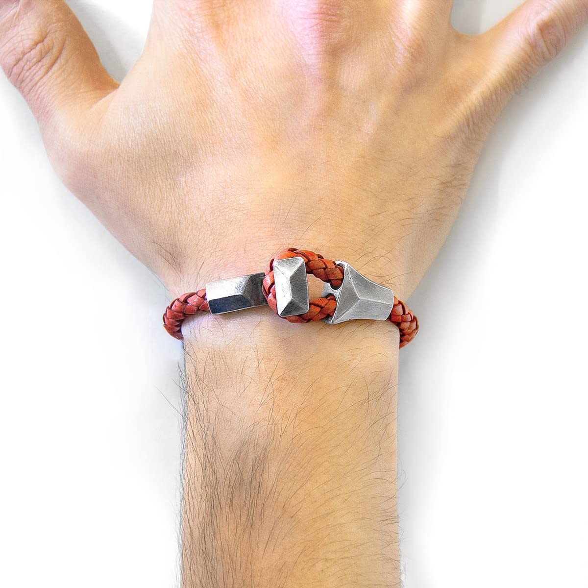 ANCHOR & CREW Alderney Silber Und Geflochtenes Lederarmband - Mann