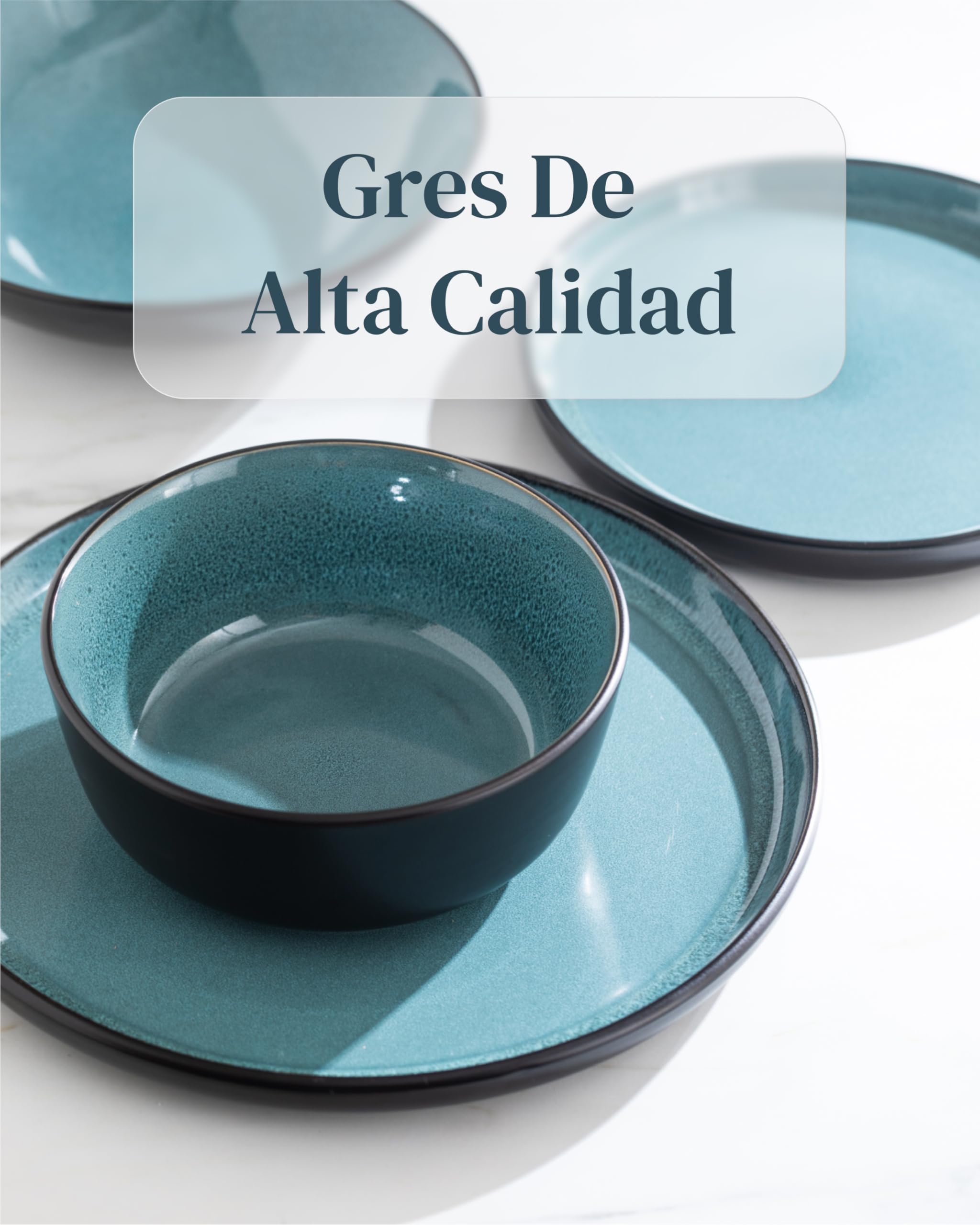 Plato de servicio Ibiza en gres - Gran plato para servir - Estilo mediterráneo - Apto para lavavajillas y microondas - Plato ovalado de Pure Living en Azul Ahumado