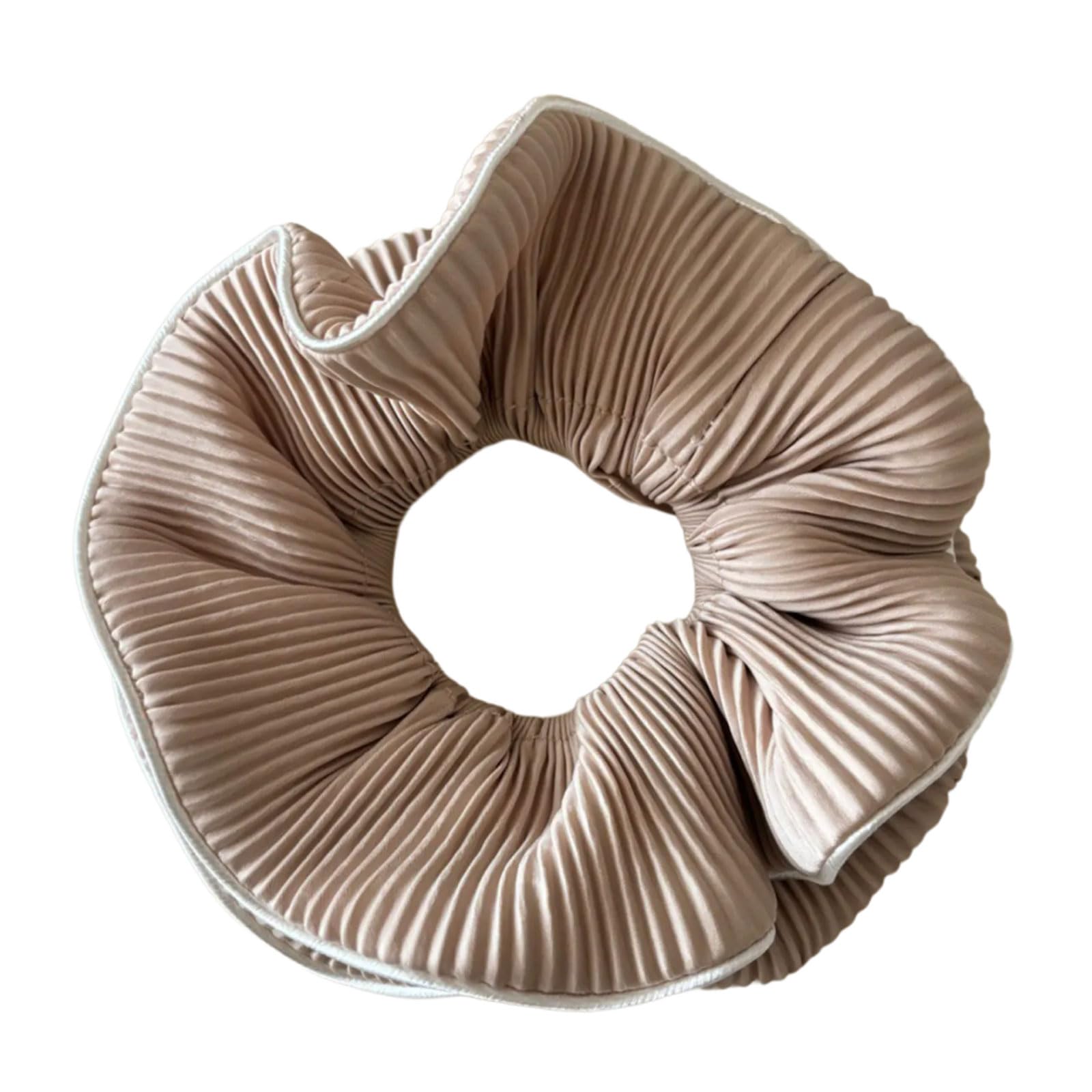 BWANGIAO Korean Charm Large Ruffled Scrunchies With Pleated Design Soft Fabric Hair Tie For Women And Girls