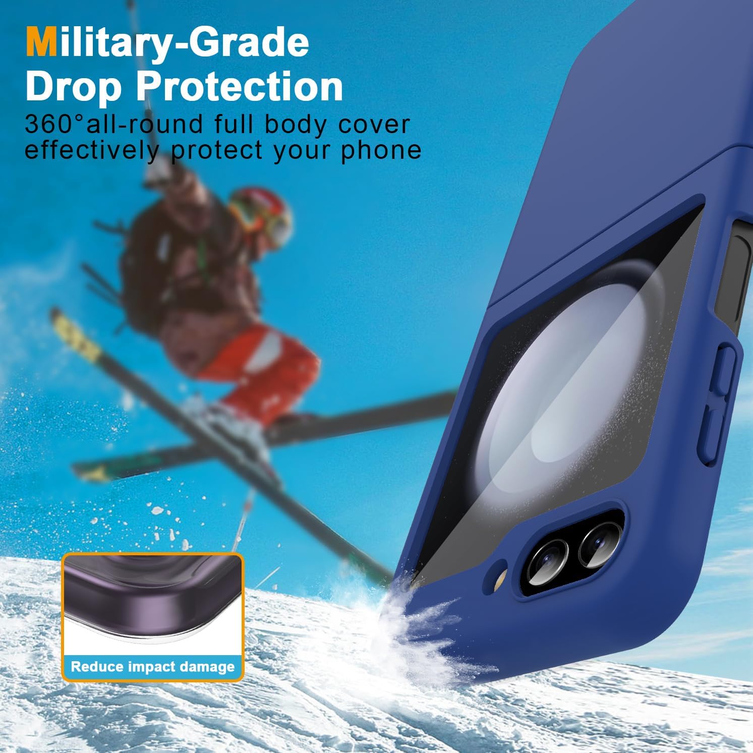for Galaxy Z Flip 5 5G Case,Lightweight,Slim Fit Drop Protection Rugged Shockproof Cover for Samsung Galaxy Z Flip5 5G,Slim Thin Hard PC Shockproof Protective Phone Dark Blue 4-Z Flip5-07