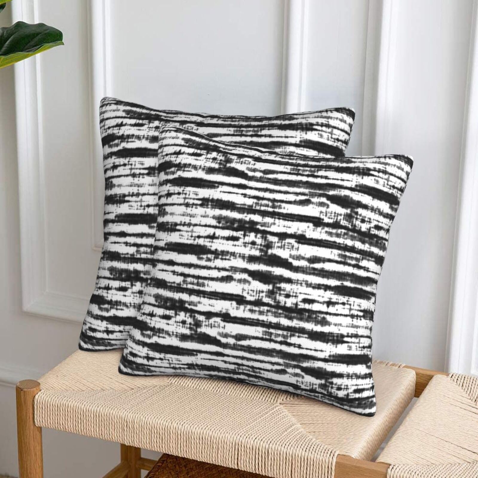 QUALKNOY Set of 2 Velvet Cushion Covers 45x45cm Modern Abstract Art Black Decorative Throw Pillow Cases 18x18 inches for Sofa Living Room Garden Outdoor Courtyard Decor Pillowcases - Image 3