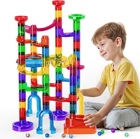 Marble Run, 109Pcs Marble Maze Game Building Toys for Kid, Upgrade Mable Track Race Construction STEM Learning Toy, Birthday for Boys Girls Aged 3-12