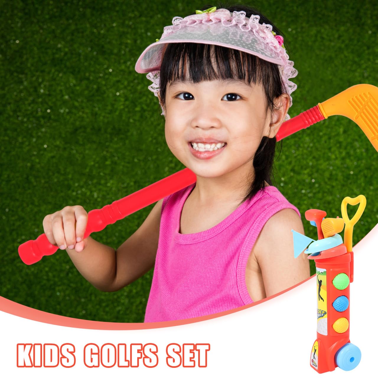 Toddmomy Ensemble De Golf pour Enfants avec 3 Clubs en Plastique 3 Balles 2 Drapeaux Et 2 Trous Jouet d'exercice en Plein Air pour Développement Physique Et Patience