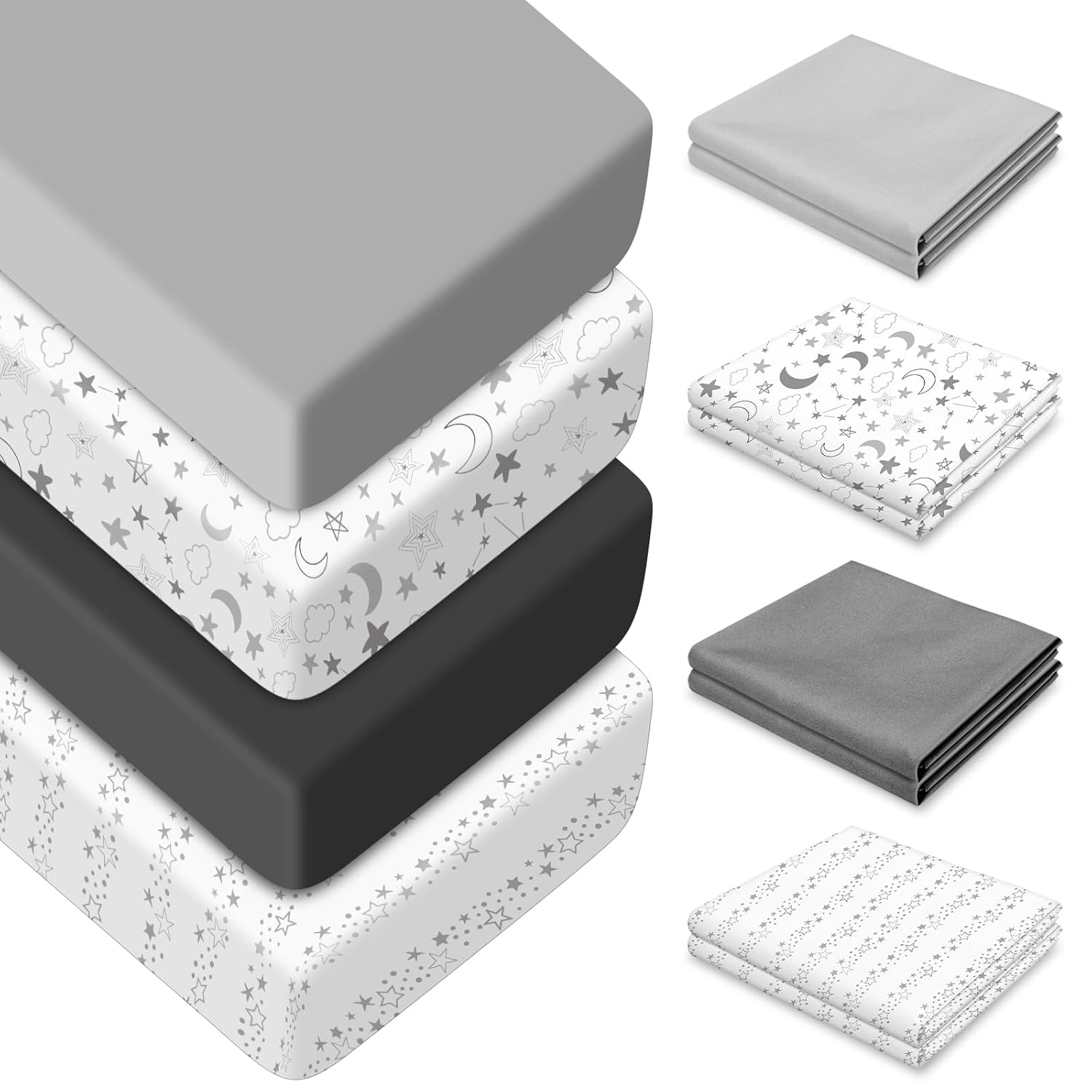 Kigley 8 Pcs Crib Sheets for Boys Girls Fitted Crib Sheet Soft Baby Bed Sheets Crib