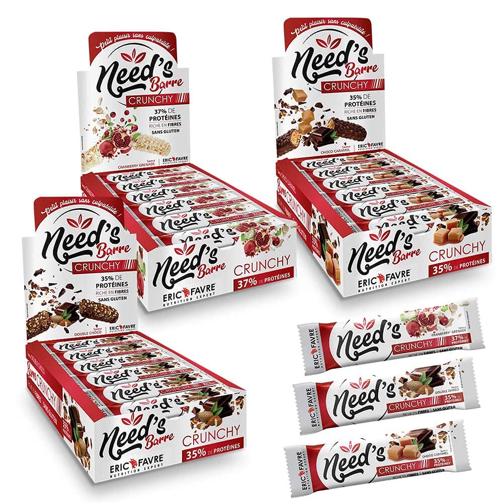 11 Barres Protéinées Need's Crunchy - Choco Caramel - Sans Gluten, Végétaliennes - Riche En Protéines (35%)