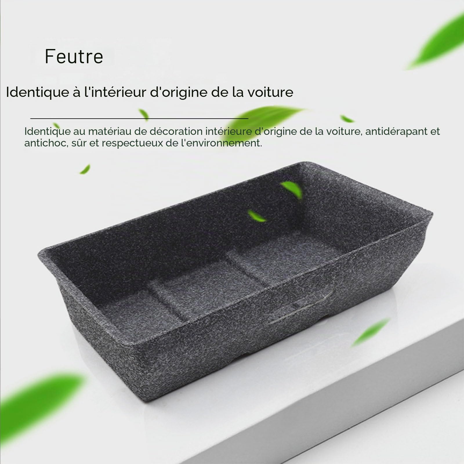 Boîte de rangement sous siège de voiture 3/Y - Texture feutre - Tiroir décoratif avec couvercle