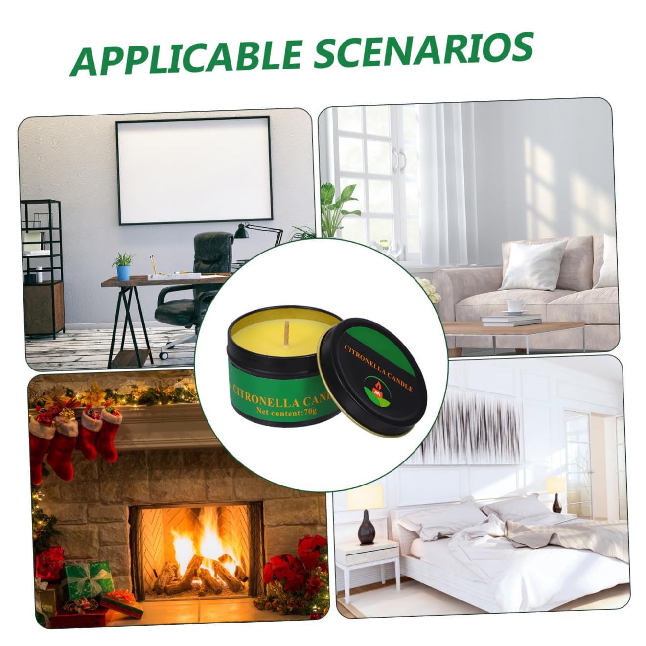 FOMIYES Lot de 4 Bougies Parfumées Soja en Boîte de Fer Blanc, Bougies Décoratives Senteur Agréable pour Camping et Barbecue en Extérieur