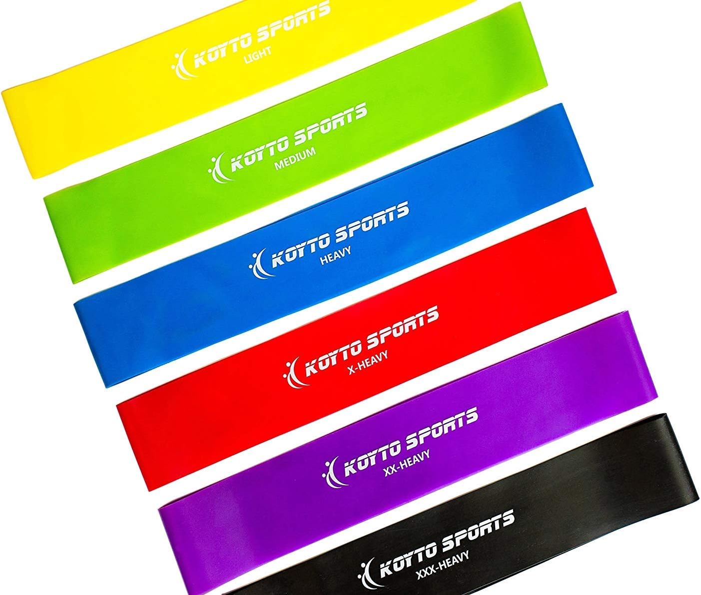 Exercise Bands - Premium Set of 6 Fitness Resistance Loop Bands 12"x 2" Plus E-Book Workout Manual by Koyto Sports