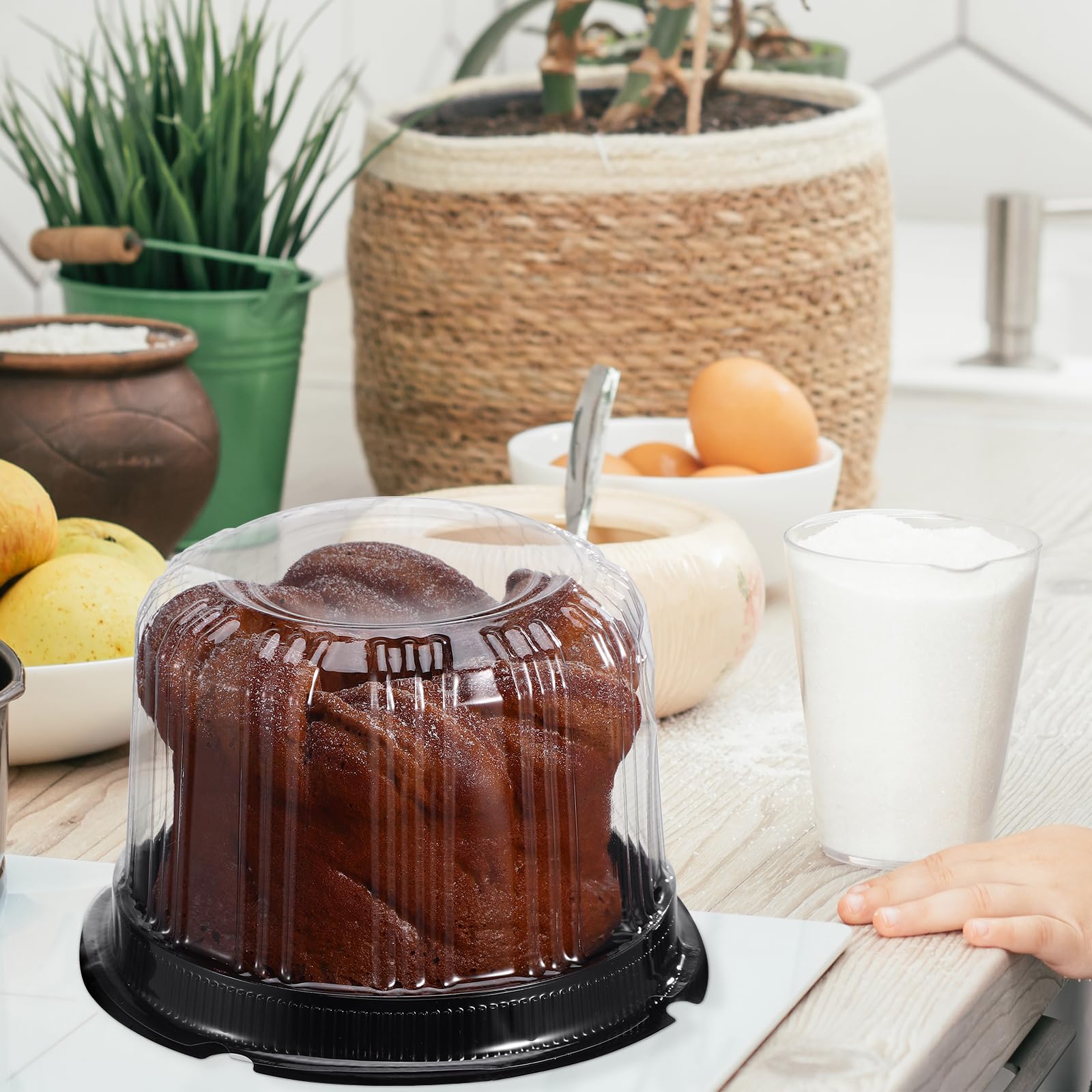 Kichvoe Contenedores de plástico para tartas con tapas, 10 soportes redondos transparentes para tartas con cúpula, soportes para tartas de 4 pulgadas
