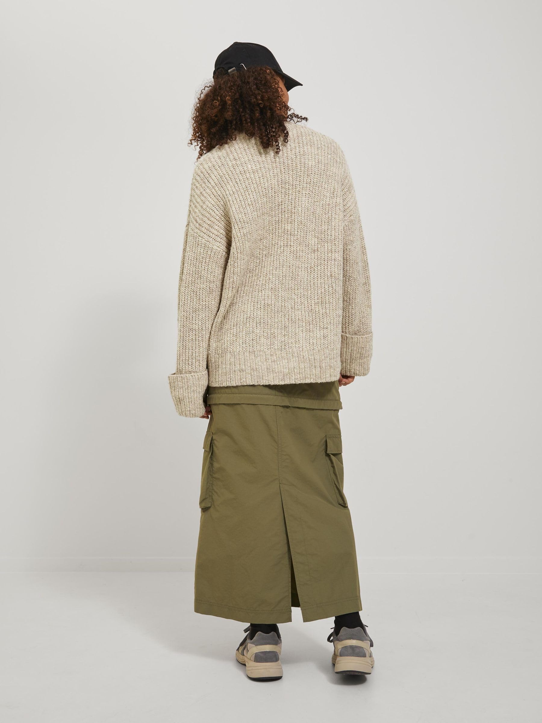JACK & JONES Jxellinora Crew Neck Knit sweter damski z dzianiny, biały, L