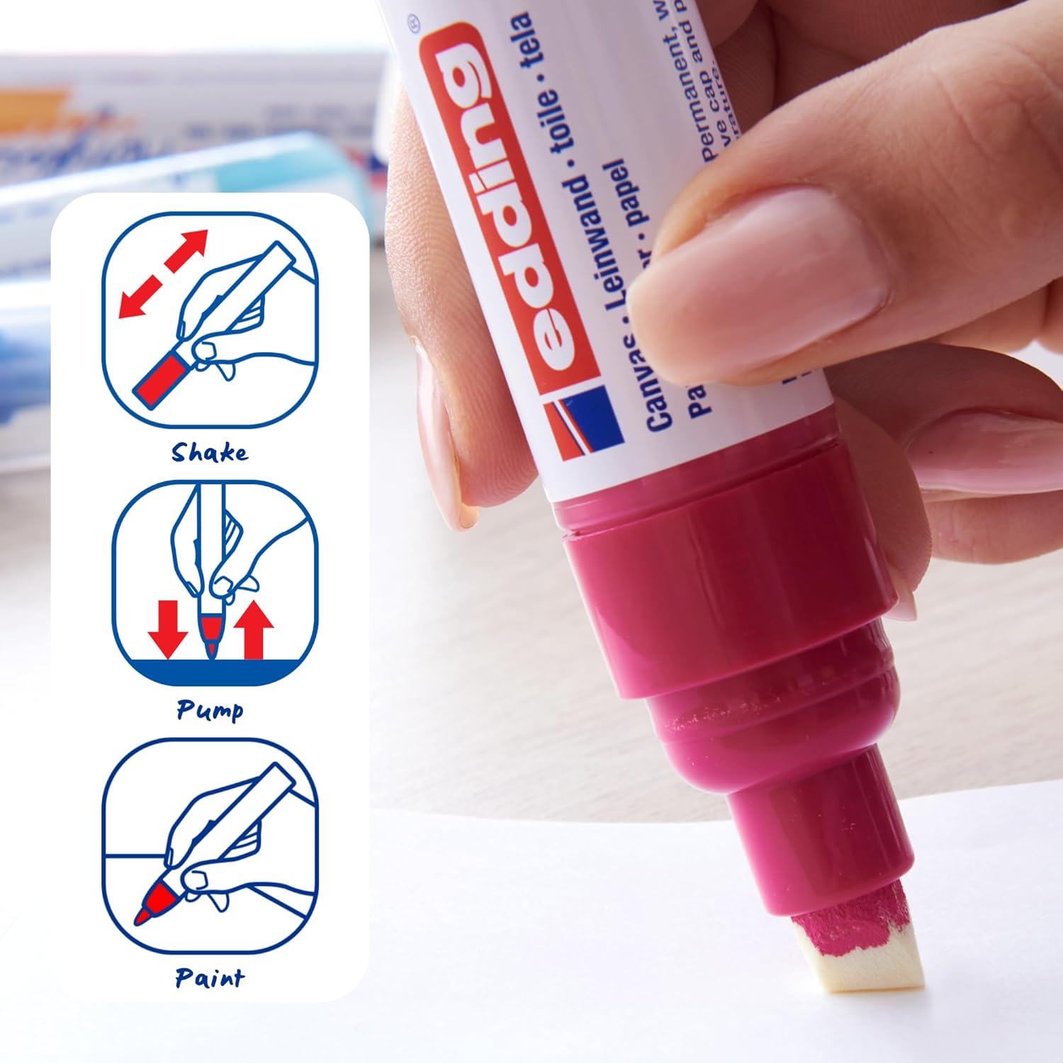 edding 5000 acrylic marker broad - neon colours - acrylic paint markers 5-pack (neon) - 5-10mm chisel nib - acrylic marker for painting on canvas, wood - acrylic marker waterproof