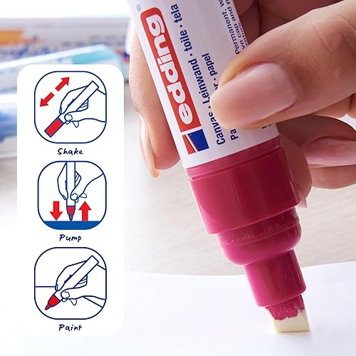 Miniatura 3 de edding 5000 Broad-Multi-Coloured 5-Pack (Abstract) -0.197-0.394 in - Pintura de punta cincel sobre lienzo, marcador acrílico de madera impermeable,