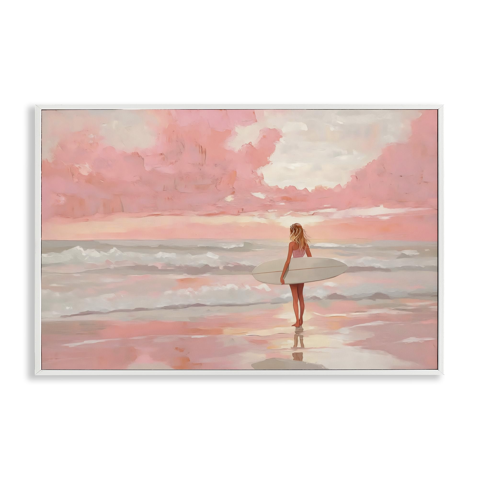 Pink Sky Surfer Gris tableau Stupell pour décorer un salon moderne ou bureau stylé