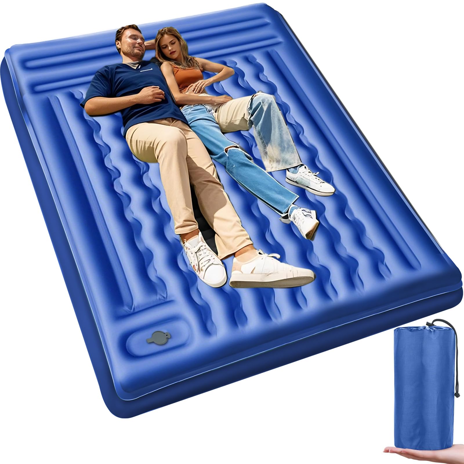 Materasso Autogonfiabile Doppio 12cm – Materassino Gonfiabile per 2 Persone con Pompa a Pedale e Cuscini, Ultraleggero e Impermeabile per Campeggio e Outdoor